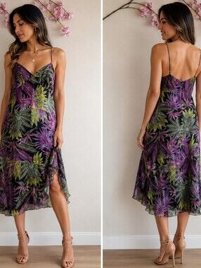 Andrea Polizzi palm dress purple and green size 6